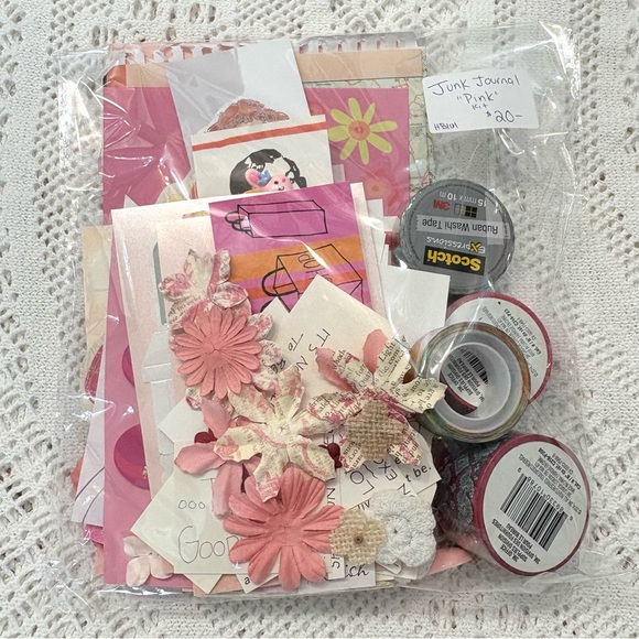 None Other - DIY Junk Journal Mystery Surprise Kit - ‘Pink’ - Vintage Ephemera 100 + PIECES